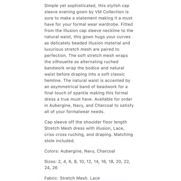 VM COLLECTION ILLUSION CAP SLEEVE RUCHED BUST BEADED FORMAL EVENING GOWN - Picture 2 of 16